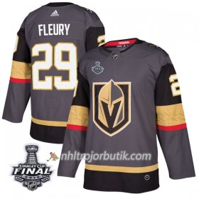Män Ishockey Vegas Golden Knights Tröja Marc-Andre Fleury 29 2018 Stanley Cup Final Patch Adidas Grå Authentic